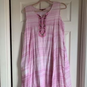 April Cornell Lovely Pink Embroidered Cotton Dress
